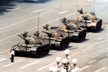 Tank Man - lone citizen vs. PLA tanks, Tiananmen Square, 1989, Jeff Widener 